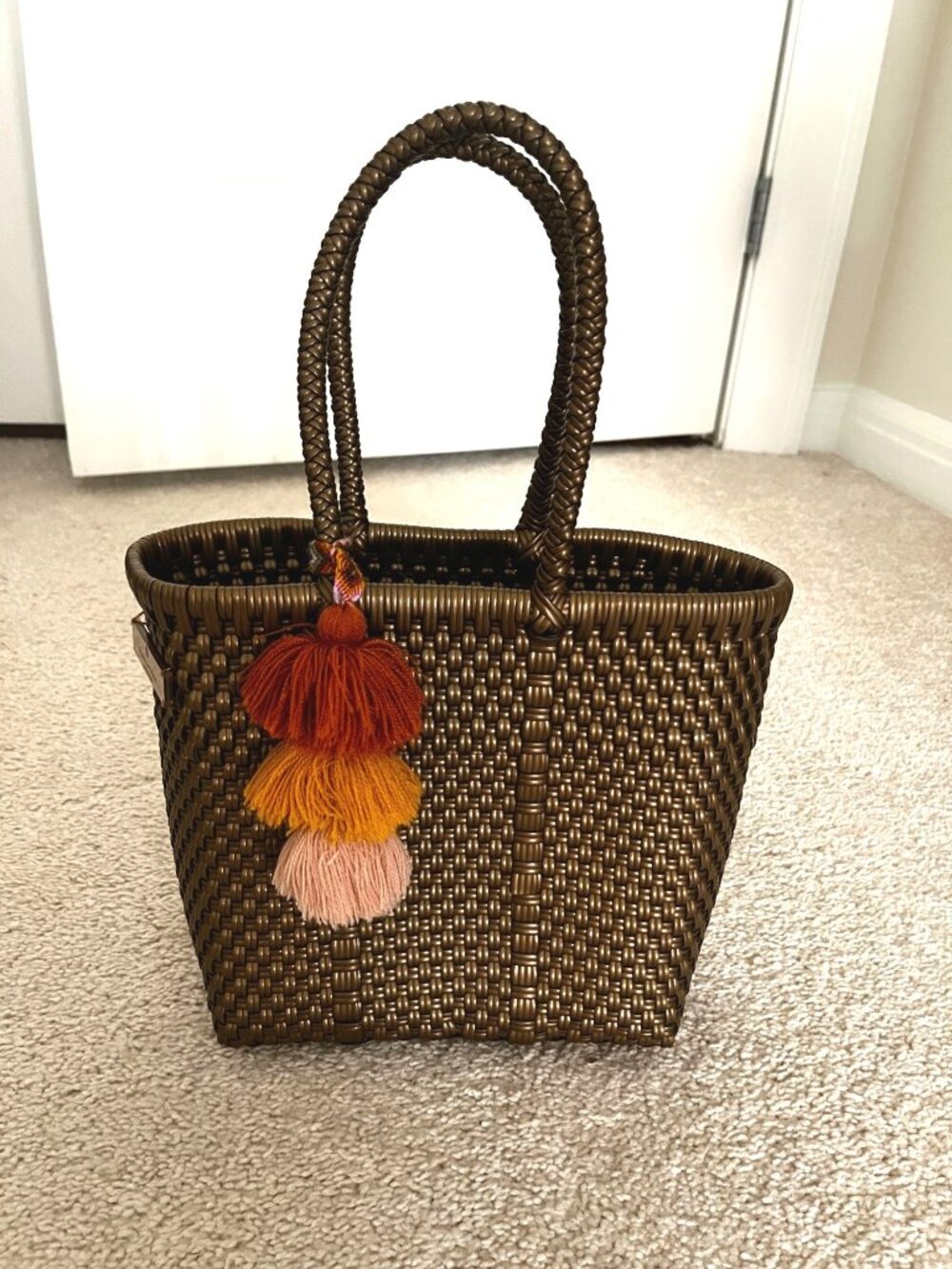 Squeeze De Citron Bronze Woven Mini Top Handle Tote